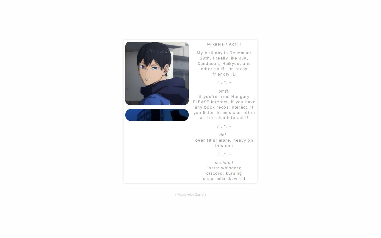 Carrd profile picture for @hammock